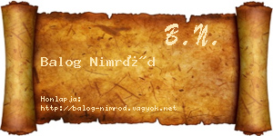 Balog Nimród névjegykártya