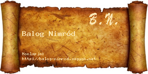 Balog Nimród névjegykártya